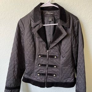 WHBM black quilted military jacket in size 4